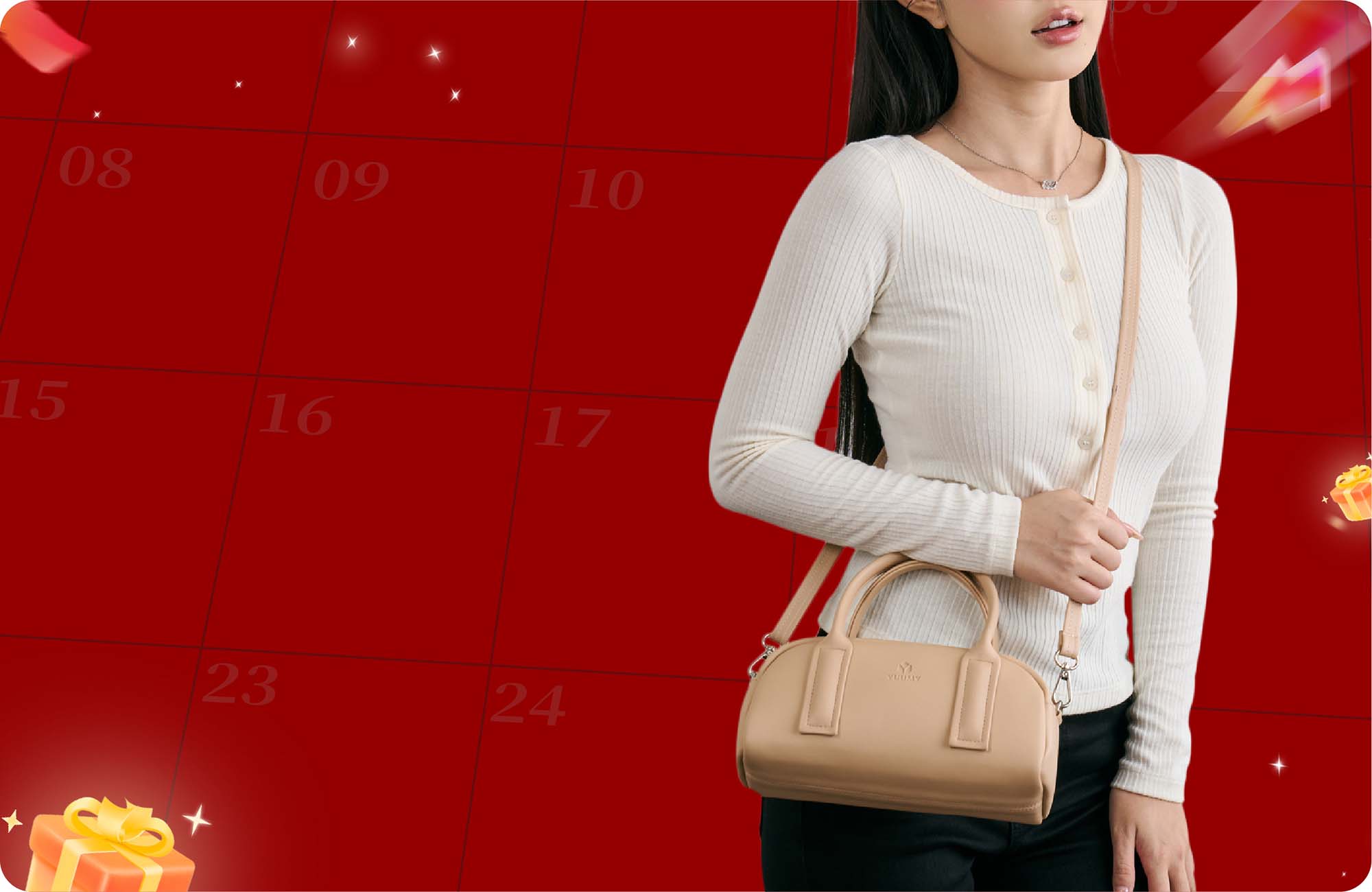 Túi Yuumy (Thời trang nữ dáng hộp nhỏ gọn tinh tế – Túi xách da Seasand YTX89T) màu trắng